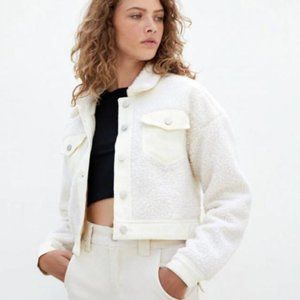 Cream PacSun Sherpa Fitted Trucker Jacket